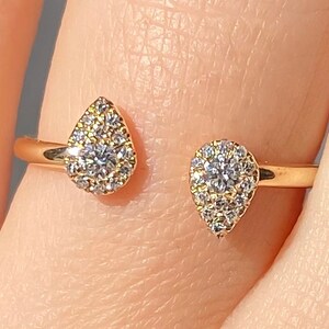 0.20CT Diamond Pear Shape Open Wrap Ring Cluster Pave Set Diamonds Right Hand Band Anniversary Bands Impilabile 14K Bianco Giallo Rosa Oro
