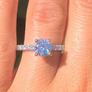 1.50CT Diamond Round Brilliant Under Hidden Halo Prong Solitaire Engagement Ring Anniversary Rings Platinum 18K 14K White Rose Yellow Gold