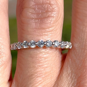 0.50CT Diamond Shared Single Prongs Round Brilliant Cut Half Eternity Wedding Band Stackable Ring Platinum 18K 14K White Yellow Rose Gold0