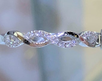 0.20CT Diamond Crisscross Band Infinity Style Twisted Wedding Bands Anniversary Ring Anelli impilabili Platino 18K 14K Bianco Giallo Oro rosa