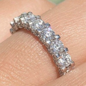 2.25CT Diamond Band U Prong 3/4 Eternity 15 Round Brilliant Wedding Bands Anniversary Ring Stackable Platinum 18K 14K White Yellow Rose Gold