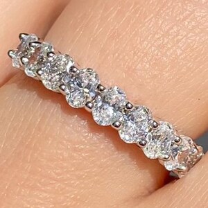 3.00CT Diamond Oval Shape Eternity Band Prong Set Wedding Bands Anniversary Ring Stackable Rings Platinum 18K 14K White Yellow Rose Gold