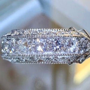 3.00CT Diamond Art Deco Antique Style 3/4 Eternity Anniversary Rings Wedding Bands Stackable Ring Platinum 18K, 14K White, Yellow, Rose Gold