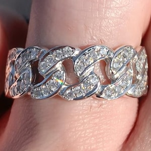 1.25CT Diamond Miami Cuban Link 3/4 Way Eternity Ring Diamonds Style 9MM Men&#39;s Band Wedding Ring Platinum 18K 14K White Yellow Rose Gold