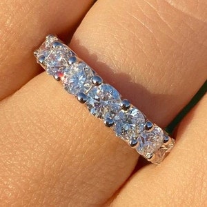 5.50CT Diamond Round Brilliant U Prong Eternity Band Wedding Bands Anniversary Ring Stackable Rings Platinum 18K 14K White Yellow Rose Gold
