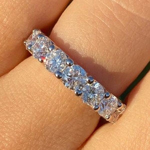 5.00CT Diamond Round Brilliant U Prong Eternity Band Wedding Bands Anniversary Ring Stackable Rings Platinum 18K 14K White Yellow Rose Gold