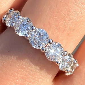 7.00CT Diamond Round Brilliant U Prong Eternity Band Wedding Bands Anniversary Ring Stackable Rings Platinum 18K 14K White Yellow Rose Gold
