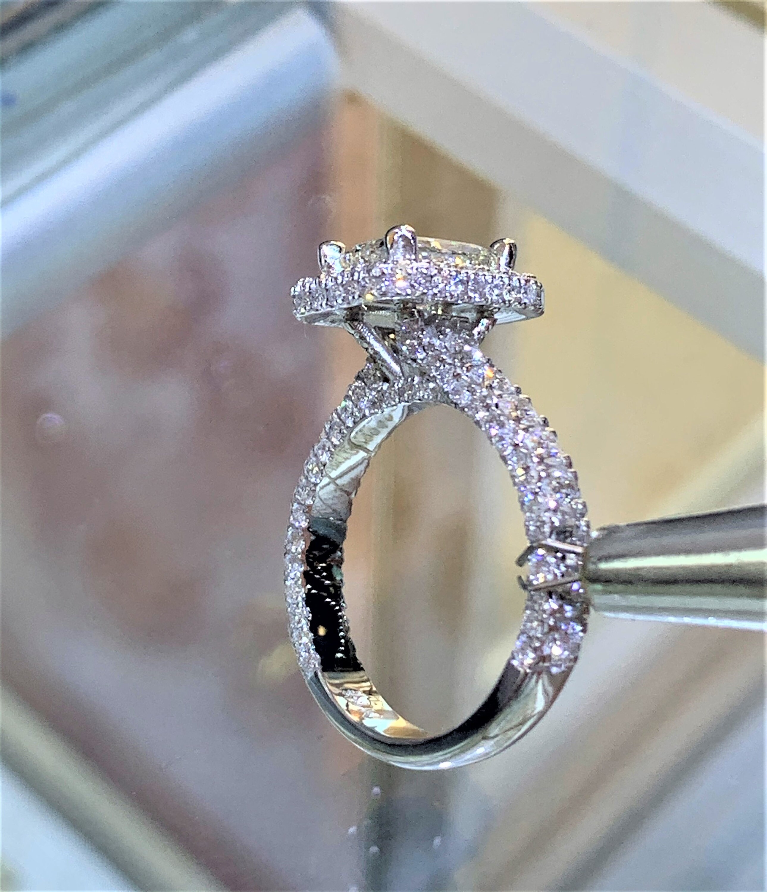 1.50CT Radiant Cut Diamond 2D Under Hidden Halo 3D Band