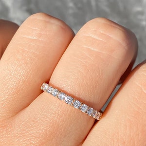 1.25CT Diamond Eternity Ring Prong Set 2.50MM Diamonds Wedding Band Stackable Bands Anniversary Rings 14K White Yellow Rose Gold image 4