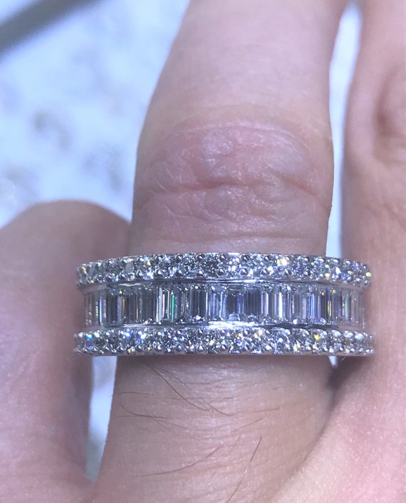 2.00CT Diamond Baguette Round Cut 1 2 Eternity Band Men s