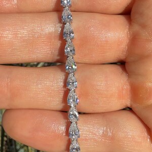 14K Gold Lab Grown Pear Diamond Tennis Bracelet Prong Set Bracelet