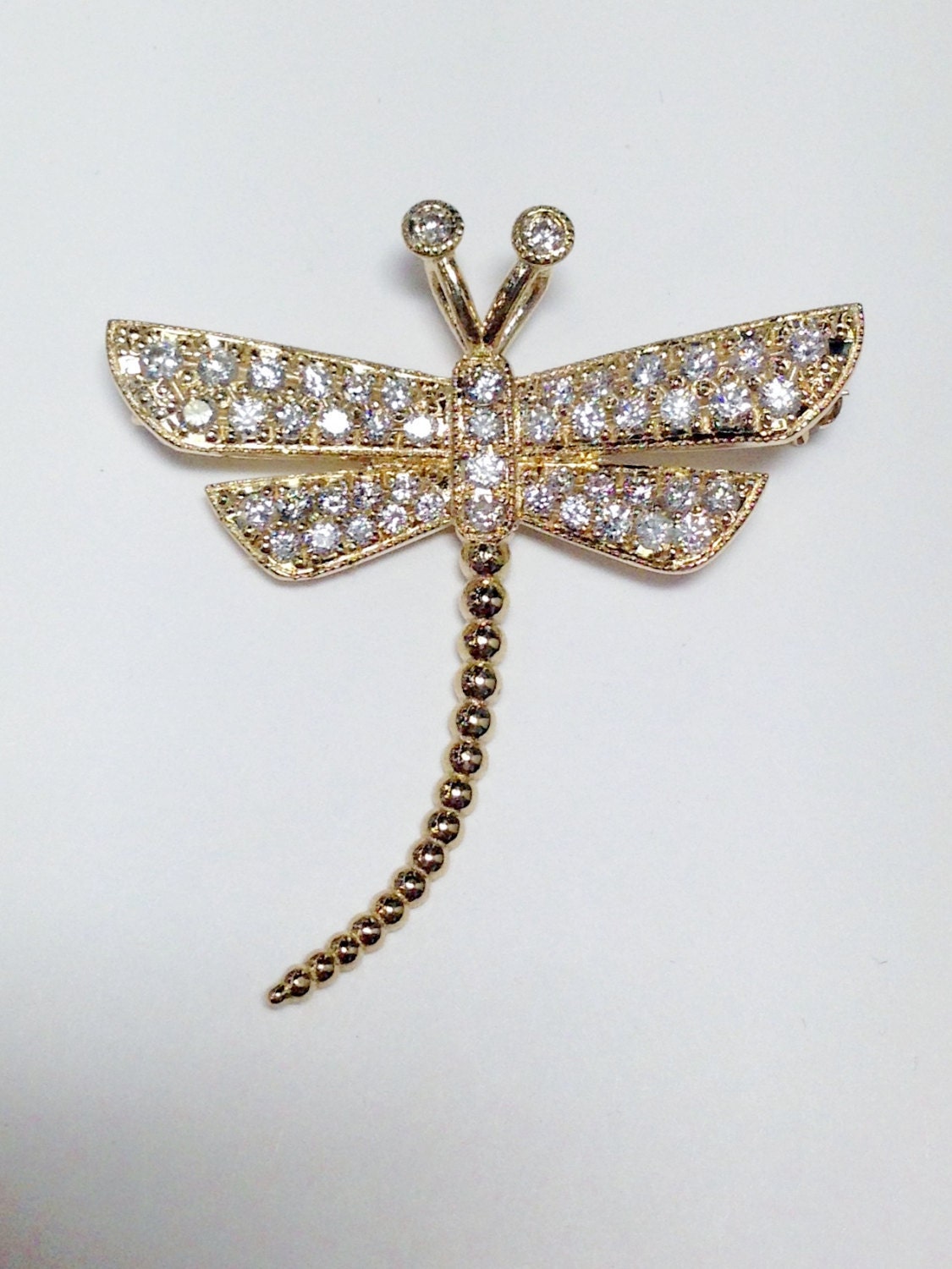 1.25CT Diamond Dragonfly Necklace Pendant Art Deco Round | Etsy