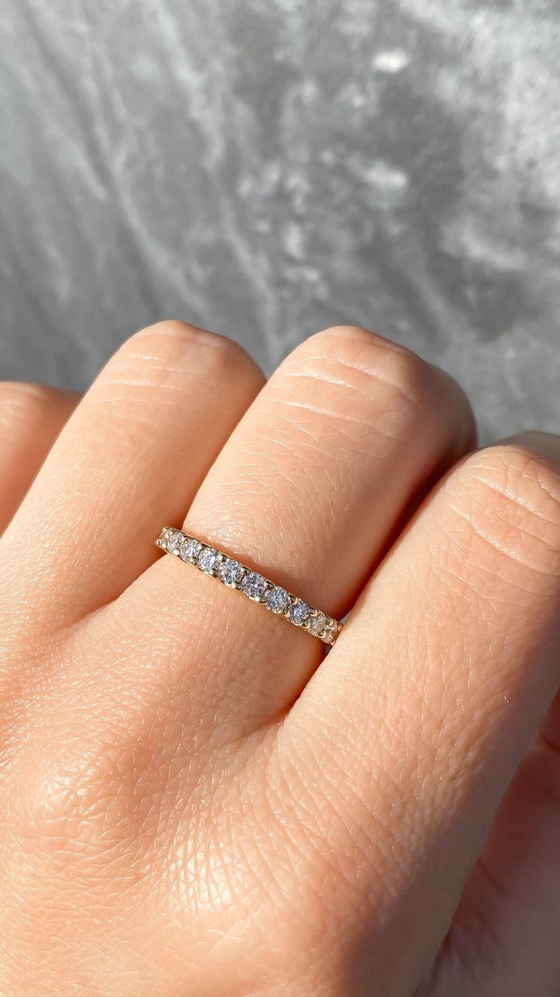 1.25CT Diamond Eternity Ring Prong Set 2.50MM Diamonds Wedding Band Stackable Bands Anniversary Rings 14K White Yellow Rose Gold image 3