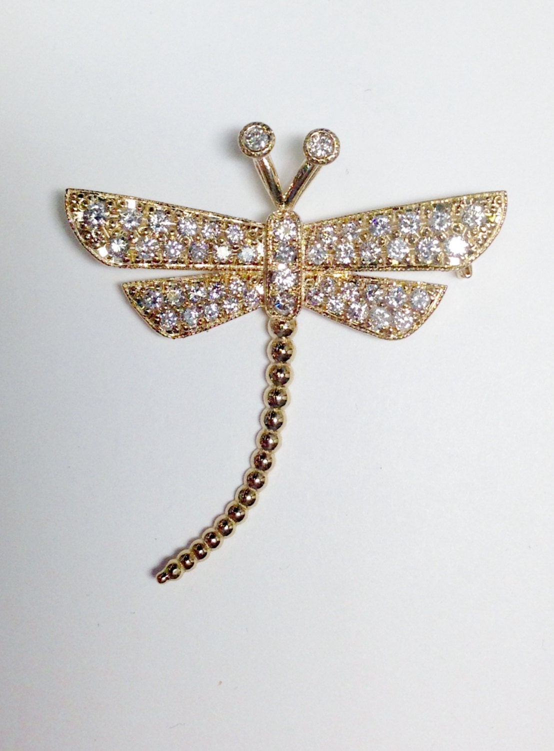1.25CT Diamond Dragonfly Necklace Pendant Art Deco Round | Etsy