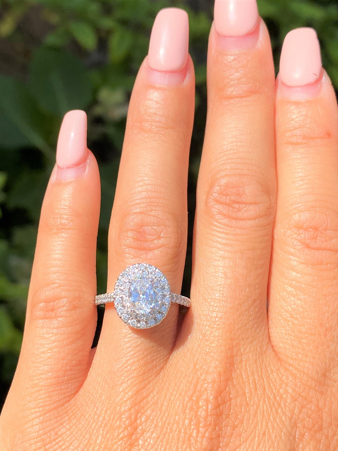 Double band oval engagement ring best sale