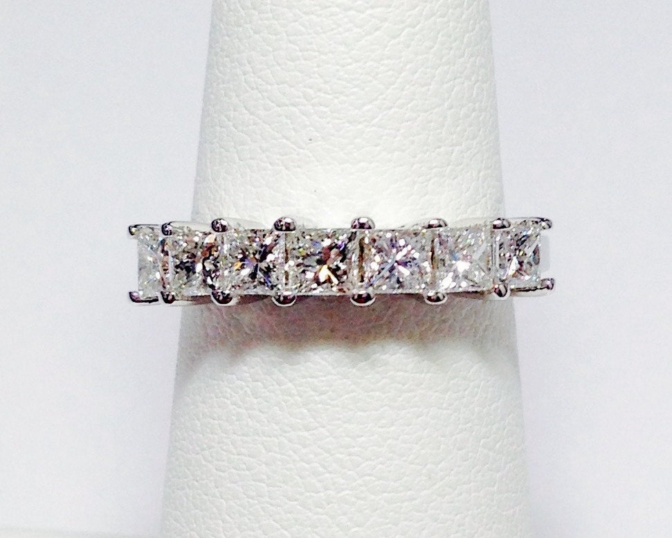 1.00CT Diamond Band 7 Stone Princess Cut Wedding Bands - Etsy