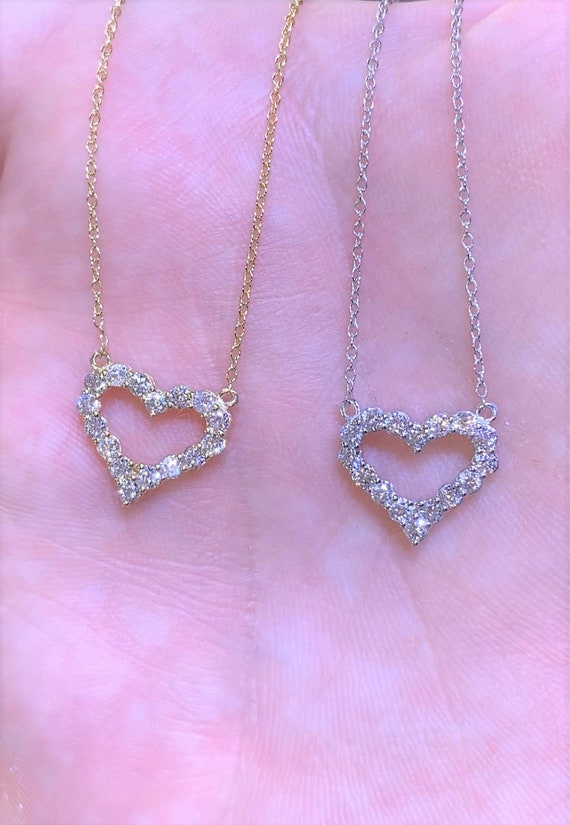 0.50CT Diamond Heart Shape Necklace Pendant 16 Round Brilliant