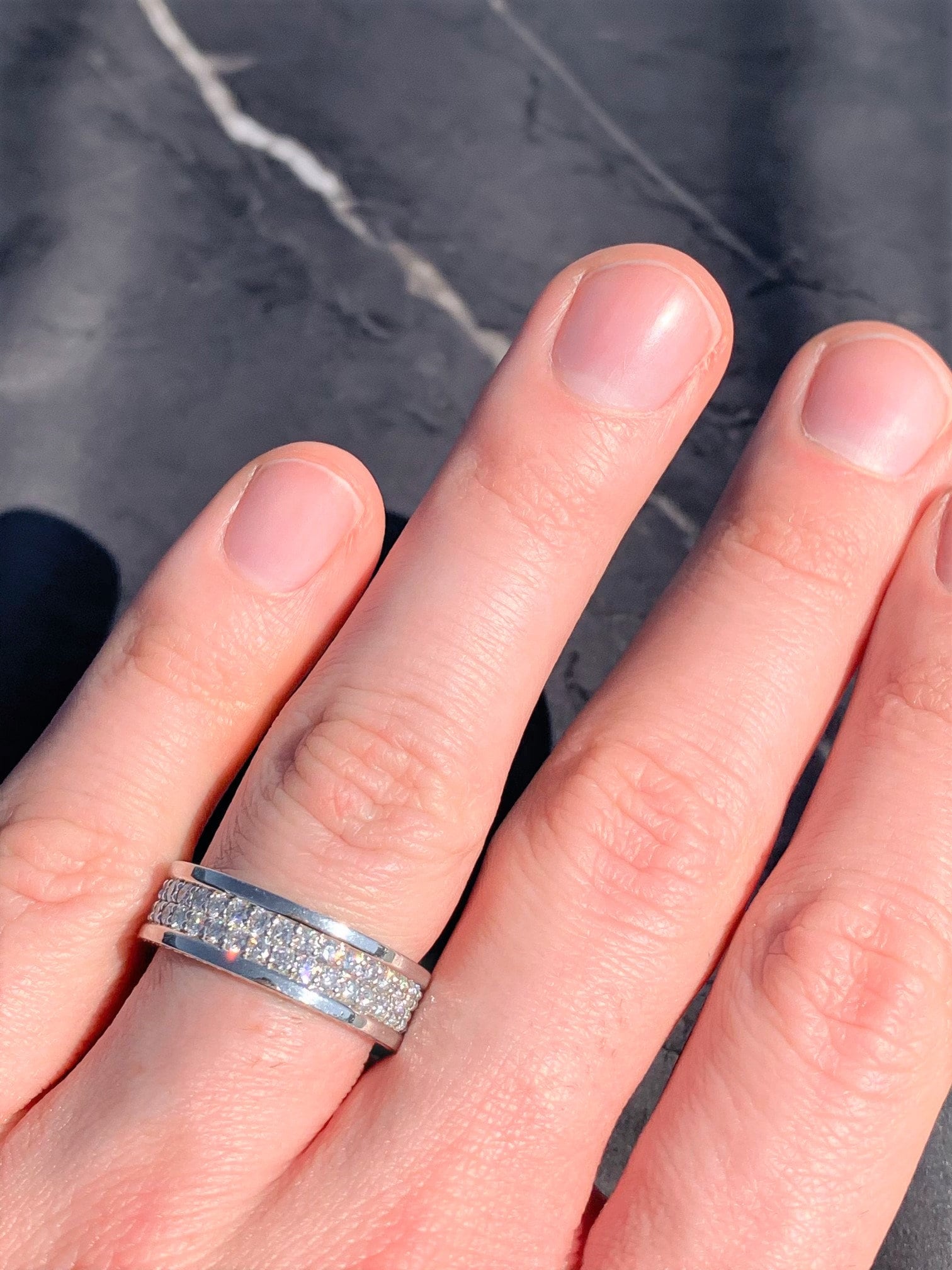 2.00CT Diamond Men's Eternity Band 2 Row Prong Set Wedding