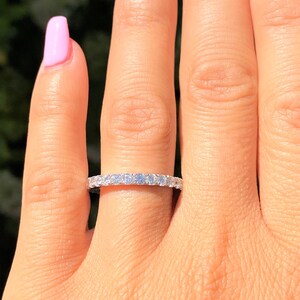 1.25CT Diamond Eternity Ring Prong Set 2.50MM Diamonds Wedding Band Stackable Bands Anniversary Rings 14K White Yellow Rose Gold image 7