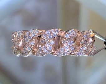 0.75CT ダイヤモンド マイアミ キューバン リンク リング