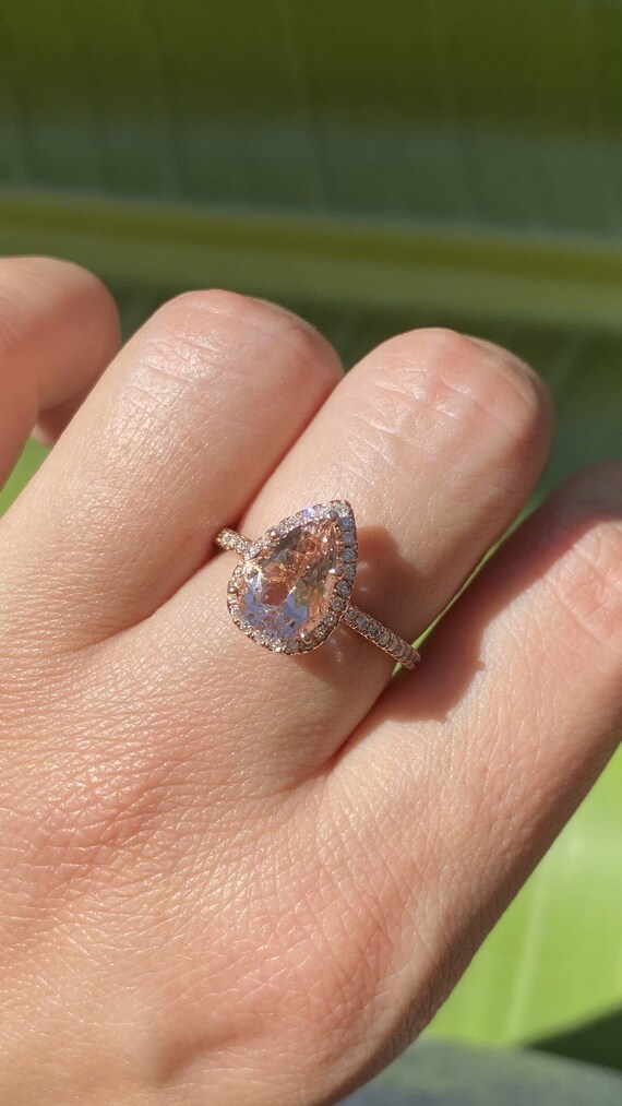 1.50-2.00CT 9 x 7 mm モルガナイト ジェムストーン リング ペア