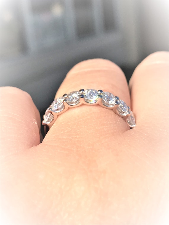 Diamond Band Stone Round Brilliant U Prong Wedding Bands