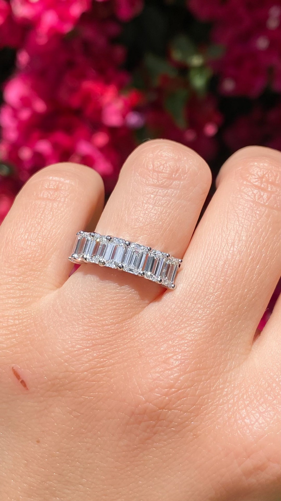 1.75CT Diamond 7 Emerald Cut Prong Set 1/2 Eternity Band Wedding Bands  Anniversary Stackable Rings Platinum 18K 14K White Yellow Rose Gold - Etsy