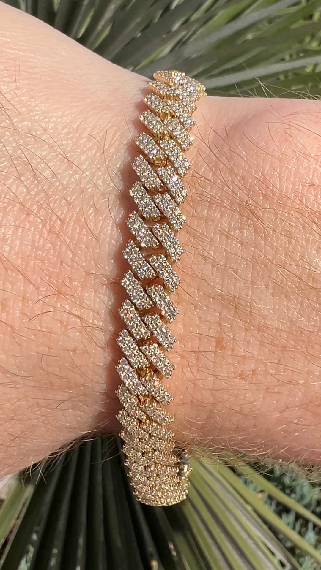 9MM Diamond Miami Cuban Link Style Bracelet Prong Set Round
