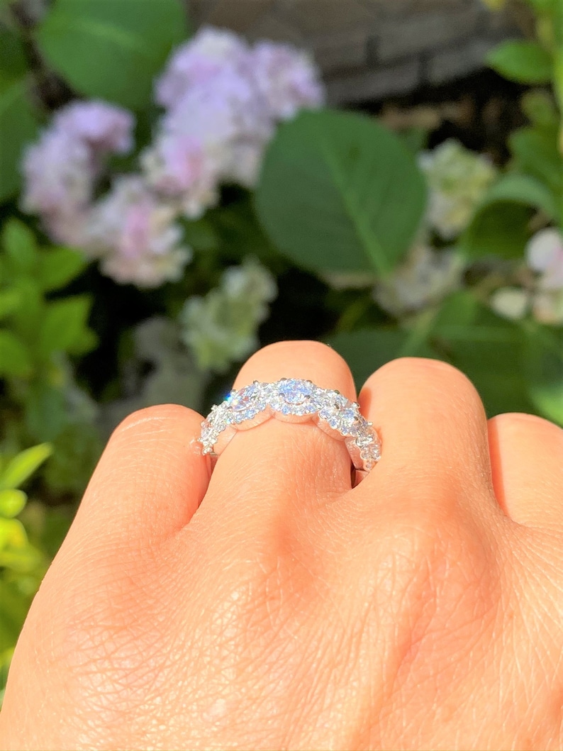 2.00CT Diamond 5 Stone Round Halo Rings Wedding Band Art Deco | Etsy