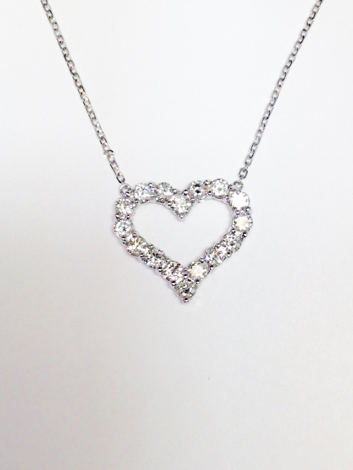 1.50CT Diamond Heart Shape Necklace Pendant 16 Round Brilliant | Etsy