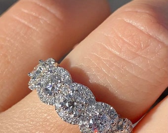 Diamond Stone Round Halo Rings Wedding Band Art Deco