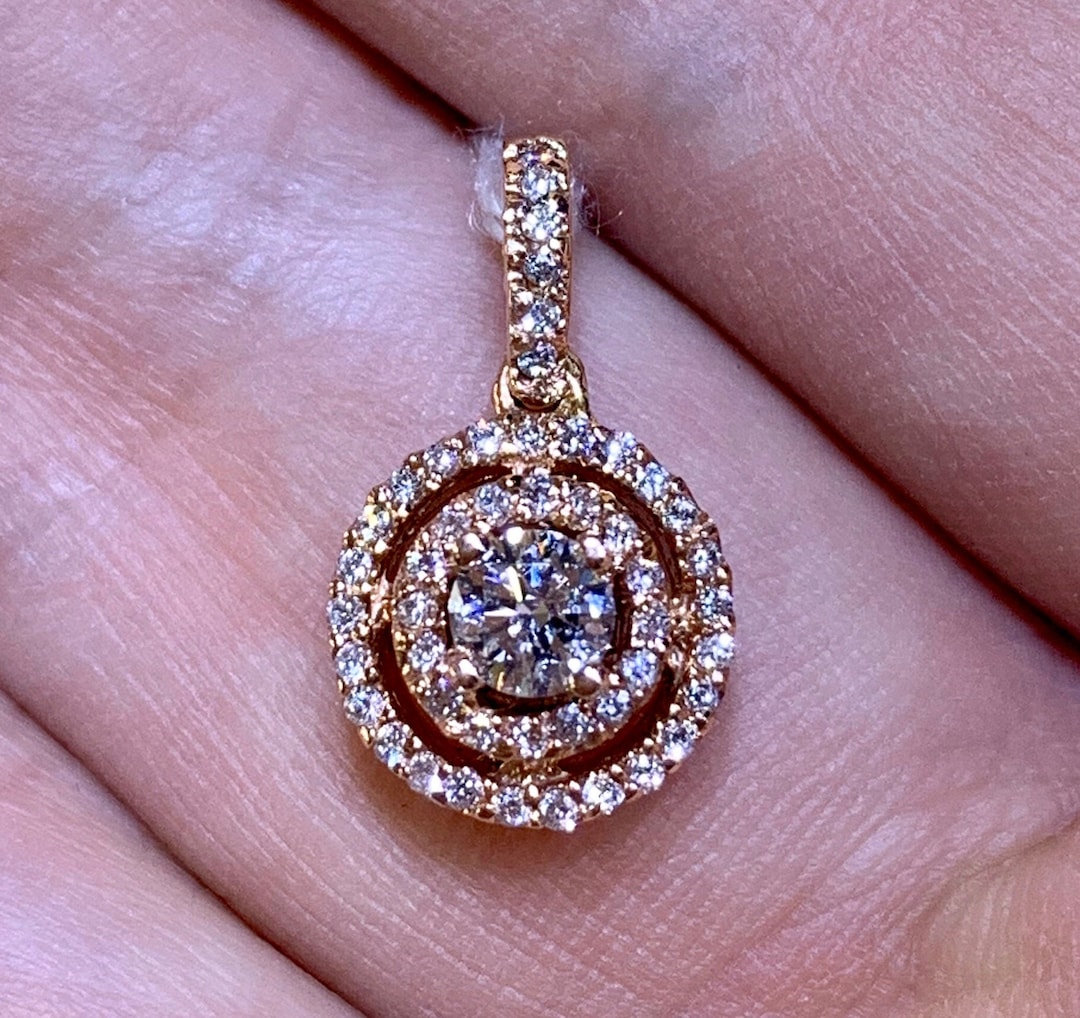 0.50CT Diamond Necklace Pendant Round Brilliant Cut Double - Etsy