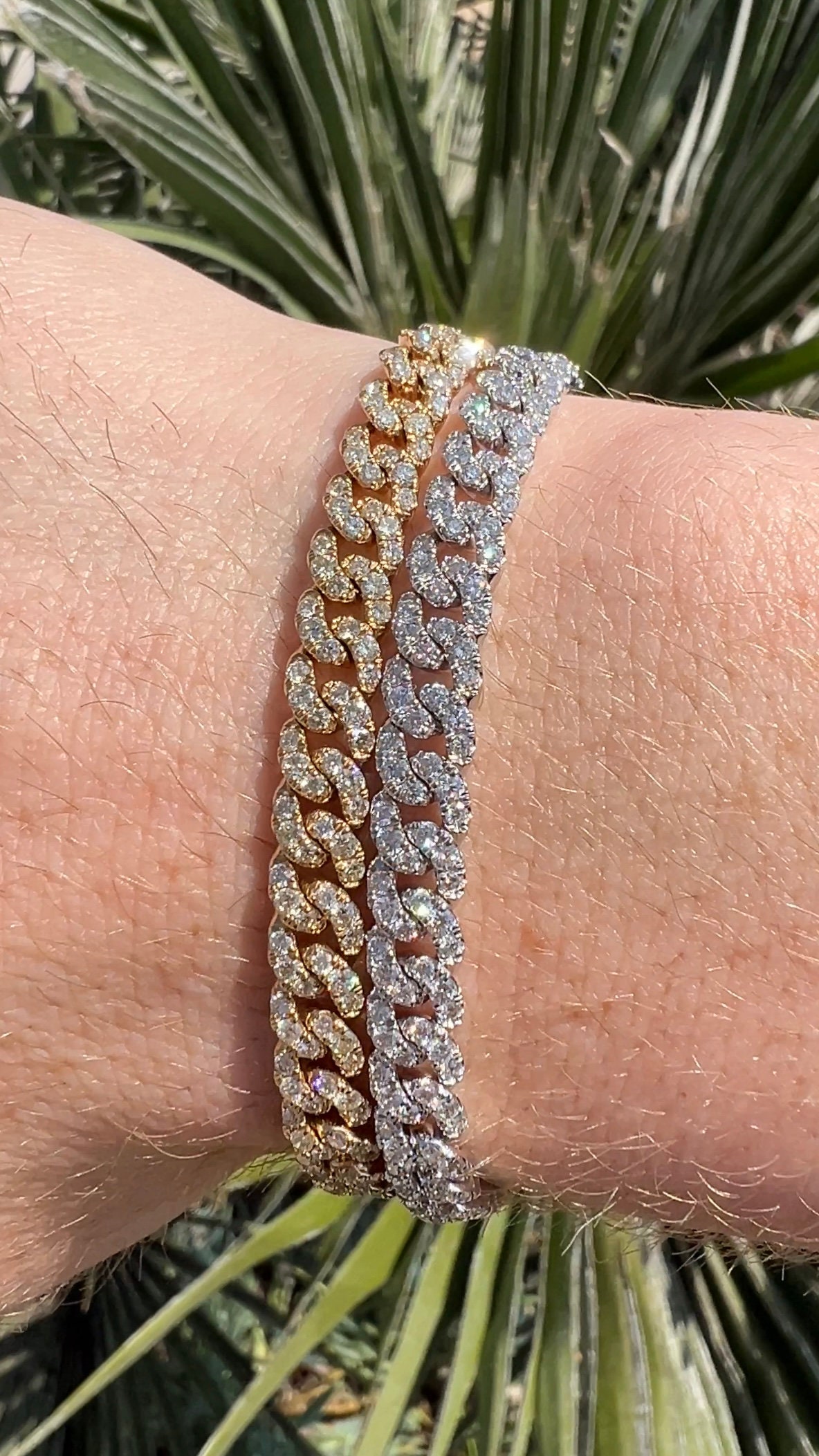 6MM Diamond Miami Cuban Link Style Bracelet Prong Set Round 6MM Diamond Miami Cuban Link Style Bracelet Prong Set Round