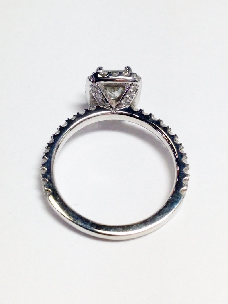 0.75CT Diamond Cushion Halo Princess Cut Diamonds Engagement Ring Wedding Rings Anniversary Bands Platinum 18K 14K White Yellow Rose Gold image 3