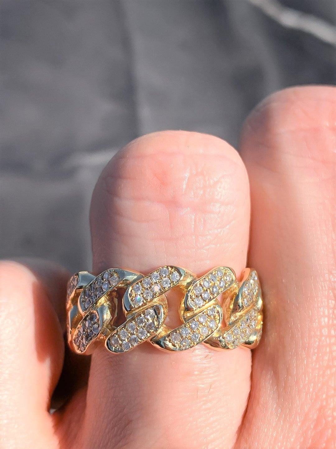 Diamond Miami Cuban Link Full Eternity Ring Diamonds Style 10 MM  Men's Band Wedding Ring Platinum 18K 14K White Yellow Rose Gold