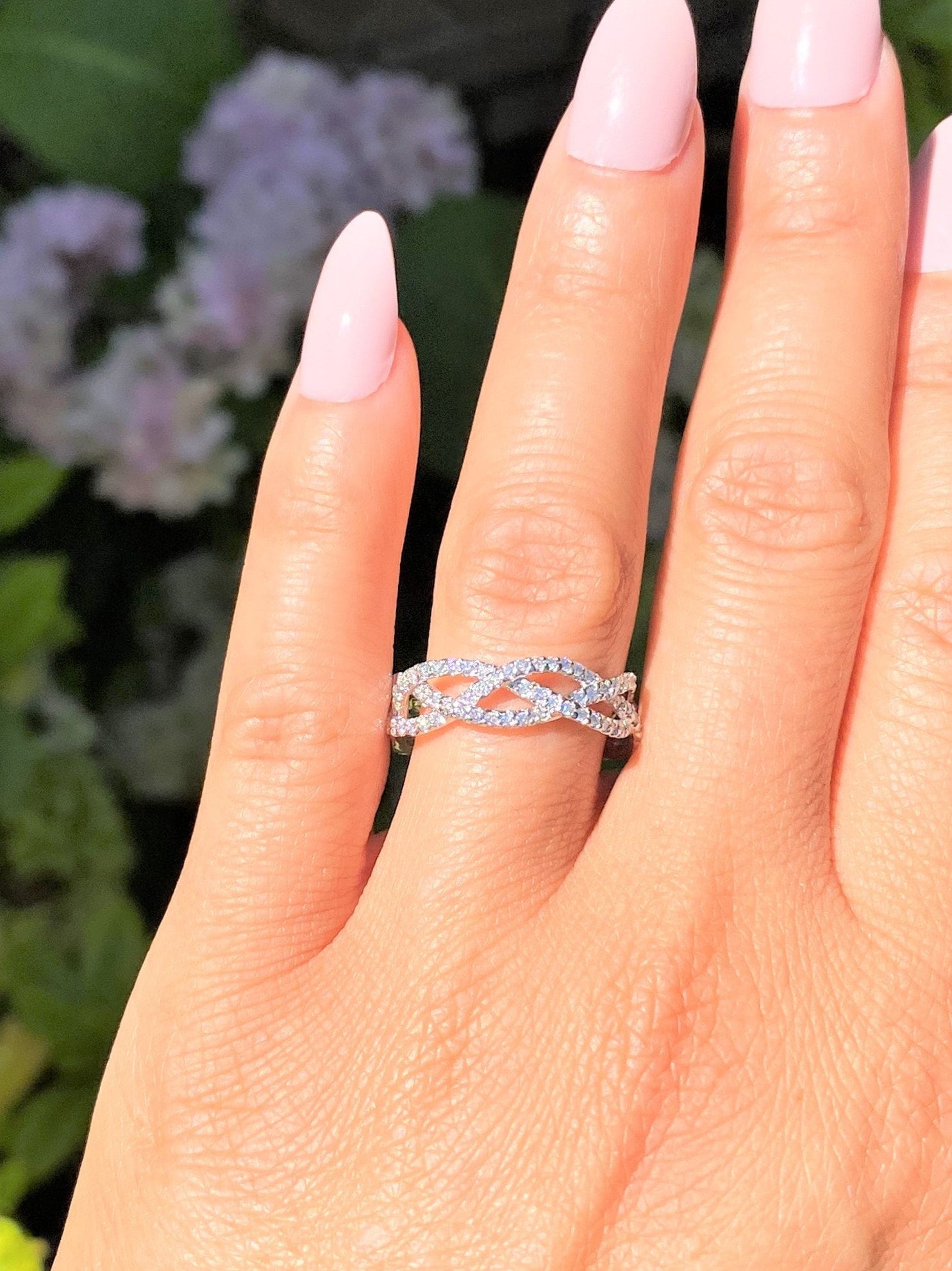 Braided diamond wedding clearance band