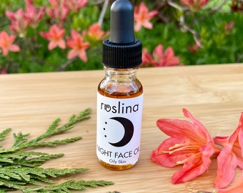 SAMPLE Night Oily Skin Face Oil - Organic Oily Skin Moisturizer Oily Skin Serum Lightweight Moisturizer Oily Skin Nighttime Acne Moisturizer