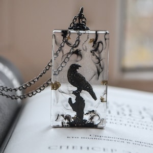 Raven necklace, crow necklace, spirit animal necklace, halloween gift, halloween necklace