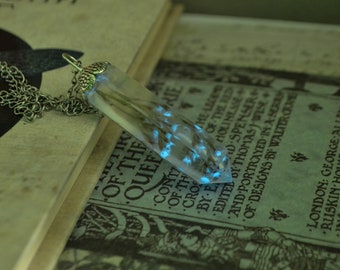 Glow it the dark crystal necklace with real flowers, terrarium necklace