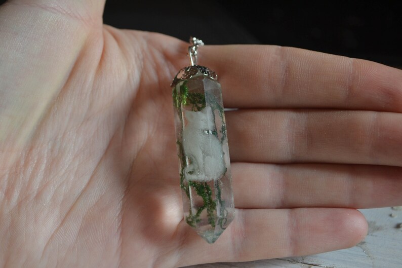 Glowing Cat Crystal Necklace Cat Pendant Cat Necklace Cat Etsy
