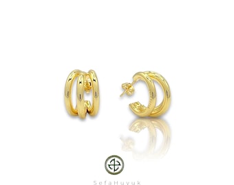 Créoles en or vermeil 18 carats : style Huggie moderne