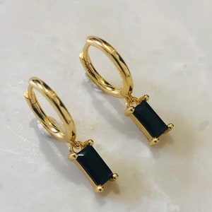 Black onyx cz earrings,Colorful Zircon Earrings,Small Hoop Earrings,Gold hoop earrings,dainty earrings,huggie hoop earrings,hoop earrings