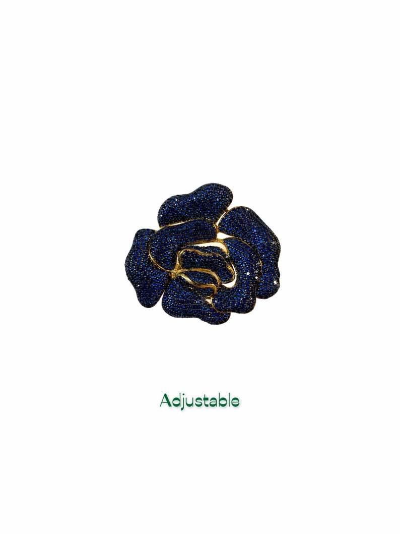 Rose Blue Sapphire Cz Statement Ring