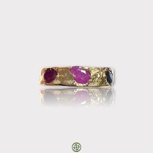 Gold Vermeil Ruby Ring: Genuine Gemstone Stacking Band