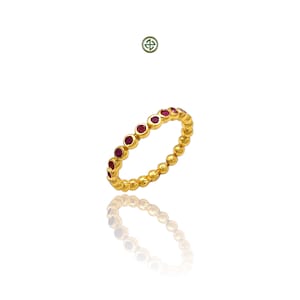 Gold Vermeil Ruby Ring: Solid Silver Gemstone Stacking Band