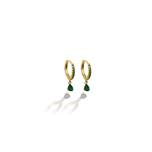 Argolas minimalistas, brincos de zircônia cúbica esmeralda, brincos de argola huggie, argolas pequenas, argolas minúsculas de ouro, brincos de greenstone, argolas finas, argolas delicadas, argolas penduradas,