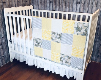 Patchwork Baby Quilt - Grays & Yellows