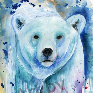 Polar Bear Watercolor Art Print: Wildlife Home Decor