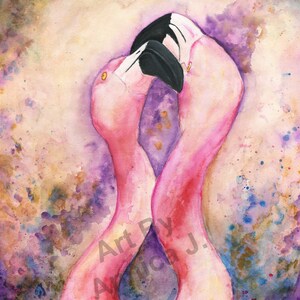 水彩画 原画 フラミンゴの嫁入り il_340x270.1016863055_o7kc.jpg