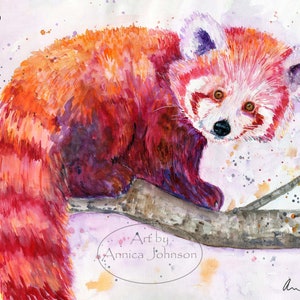 Watercolor Red Panda Art Print: Colorful Animal Wall Decor